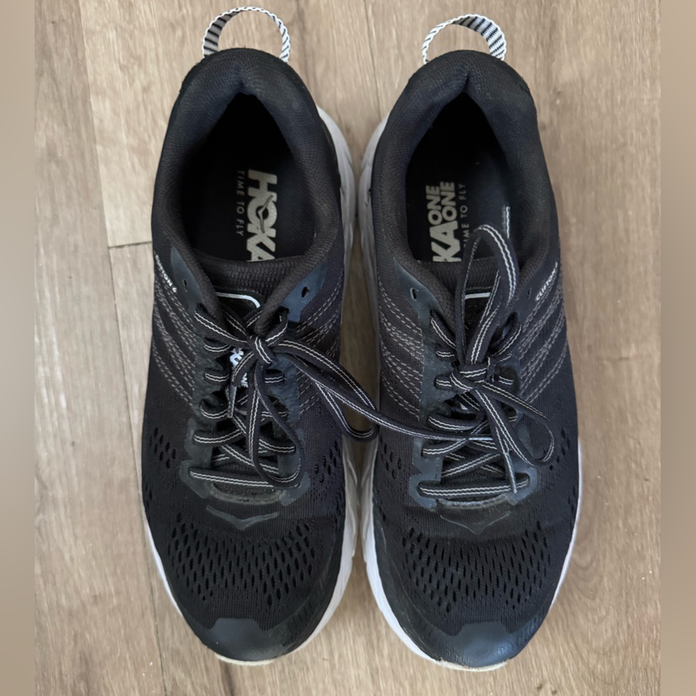 Hoka One One Clifton 6 Black & White Women’s Running Shoes Sneakers Size 7 - Picture 4 of 8